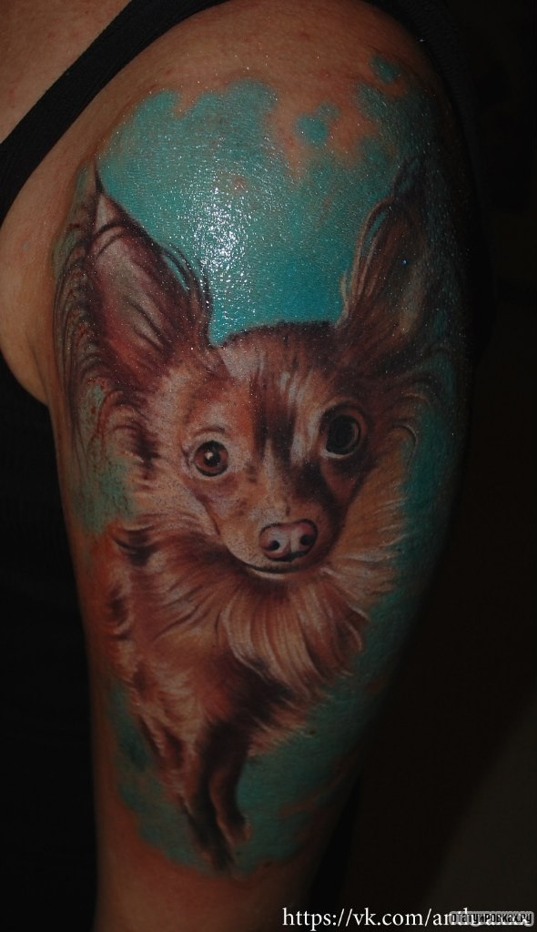 Фотография татуировки под названием «Собачка в память»