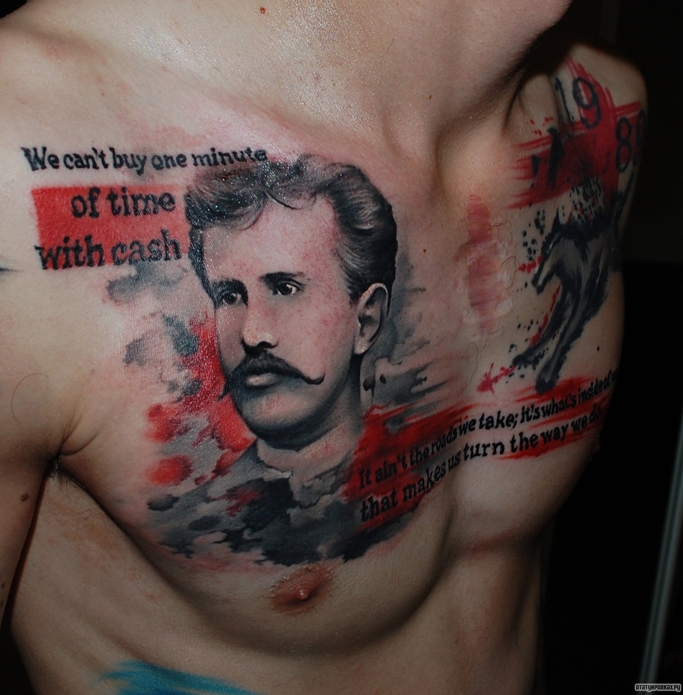Фотография татуировки под названием «Портрет человека с усами»