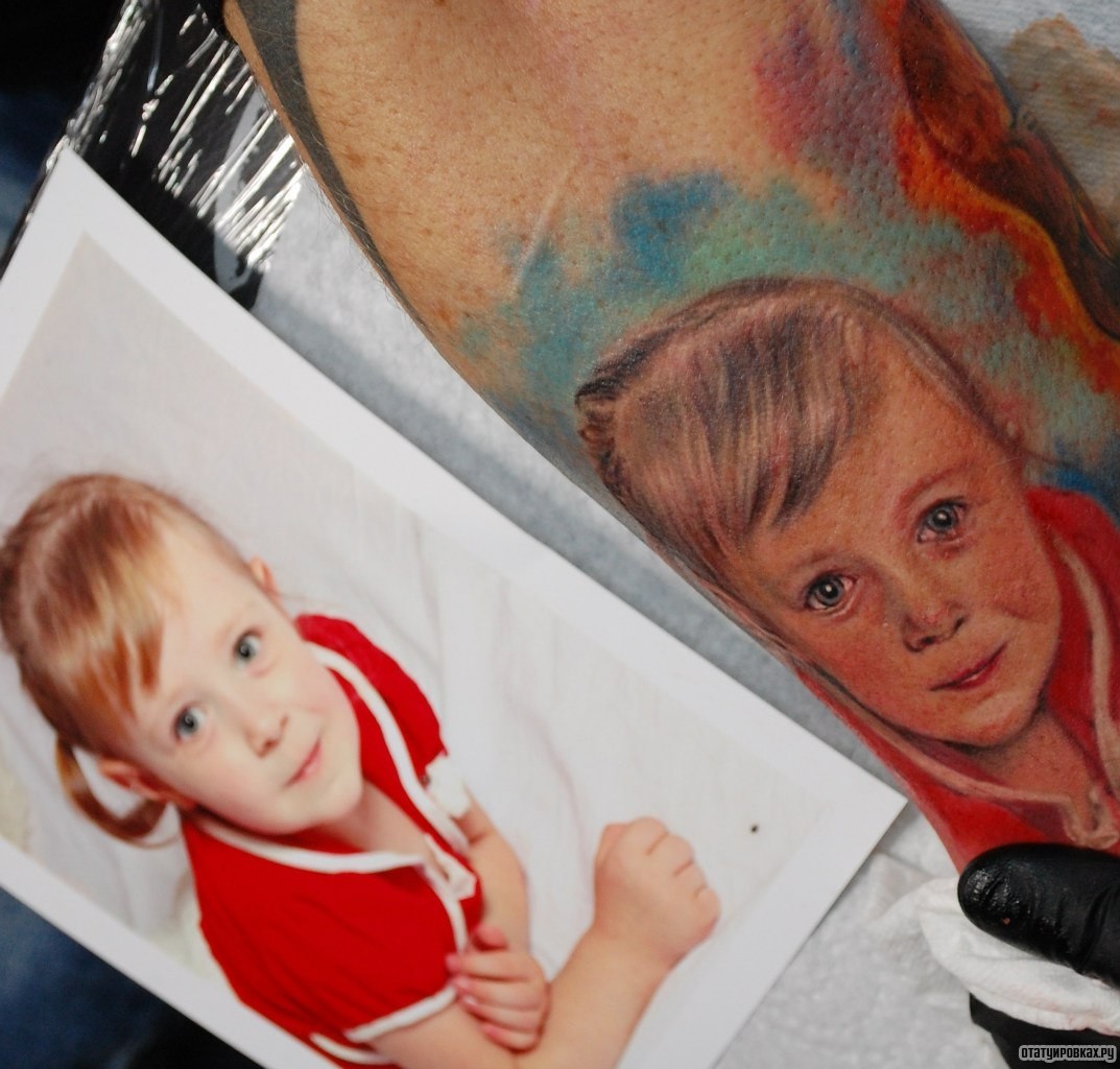 Фотография татуировки под названием «Портрет дочки»