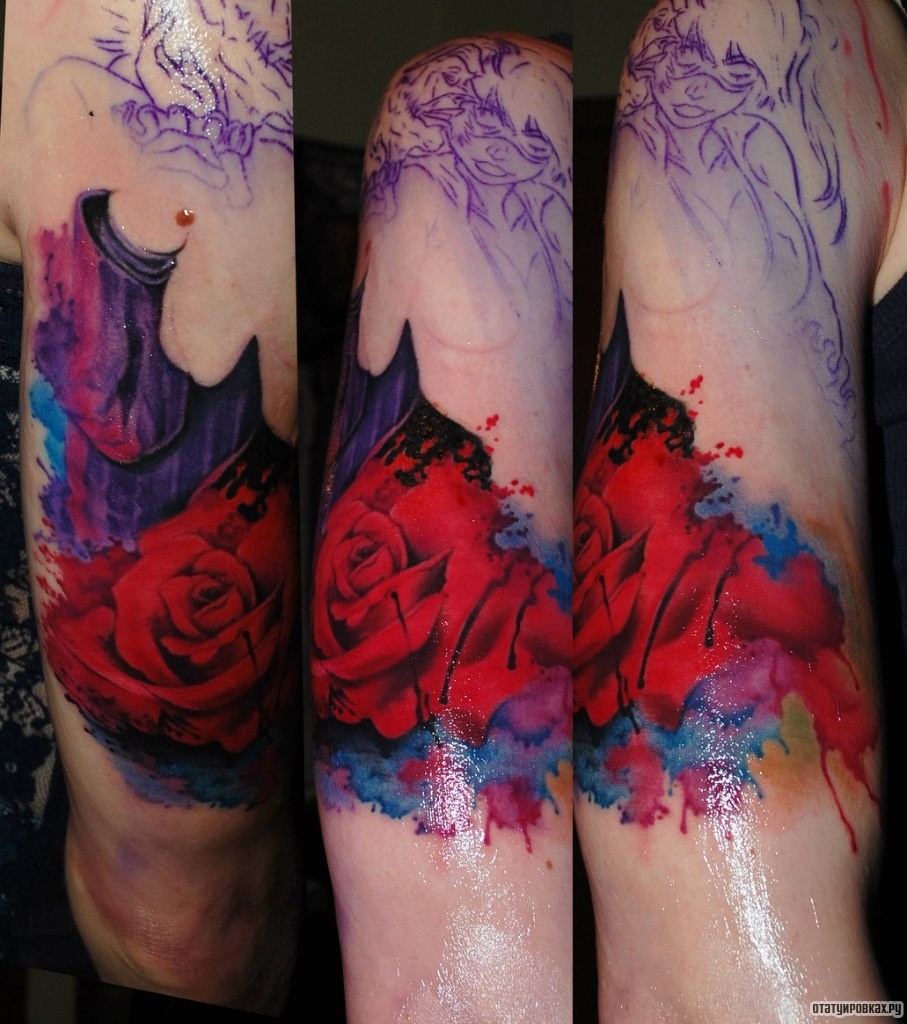 Фотография татуировки под названием «Размытая роза»