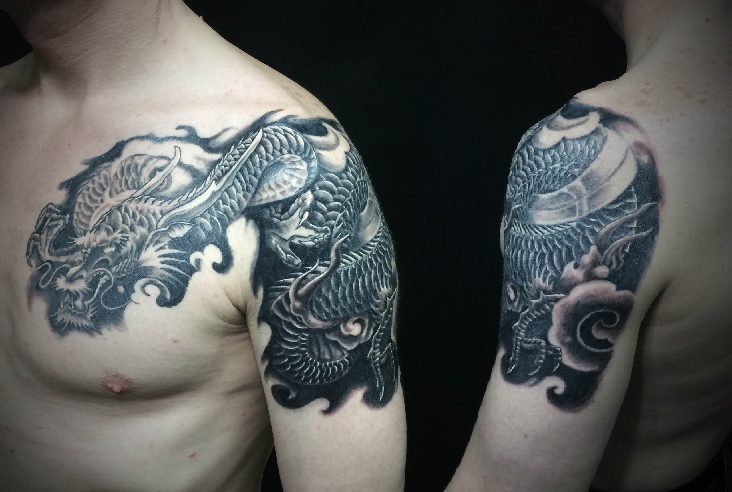 Фотография татуировки под названием «дракон»