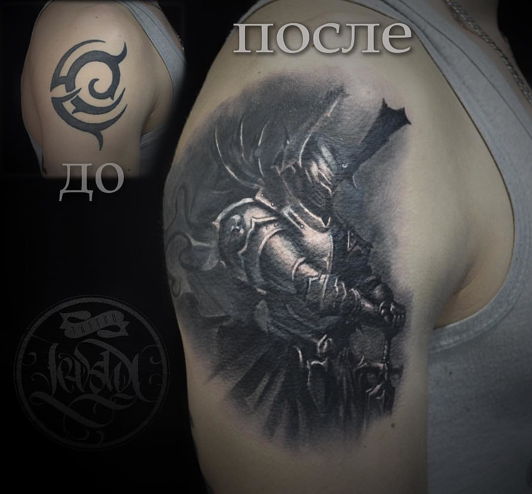 Фотография татуировки под названием «рыцарь»