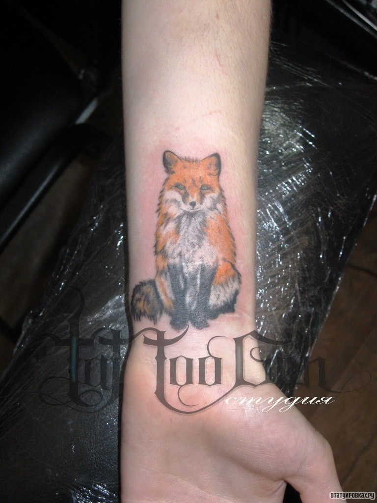 Фотография татуировки под названием «Лиса сидит»