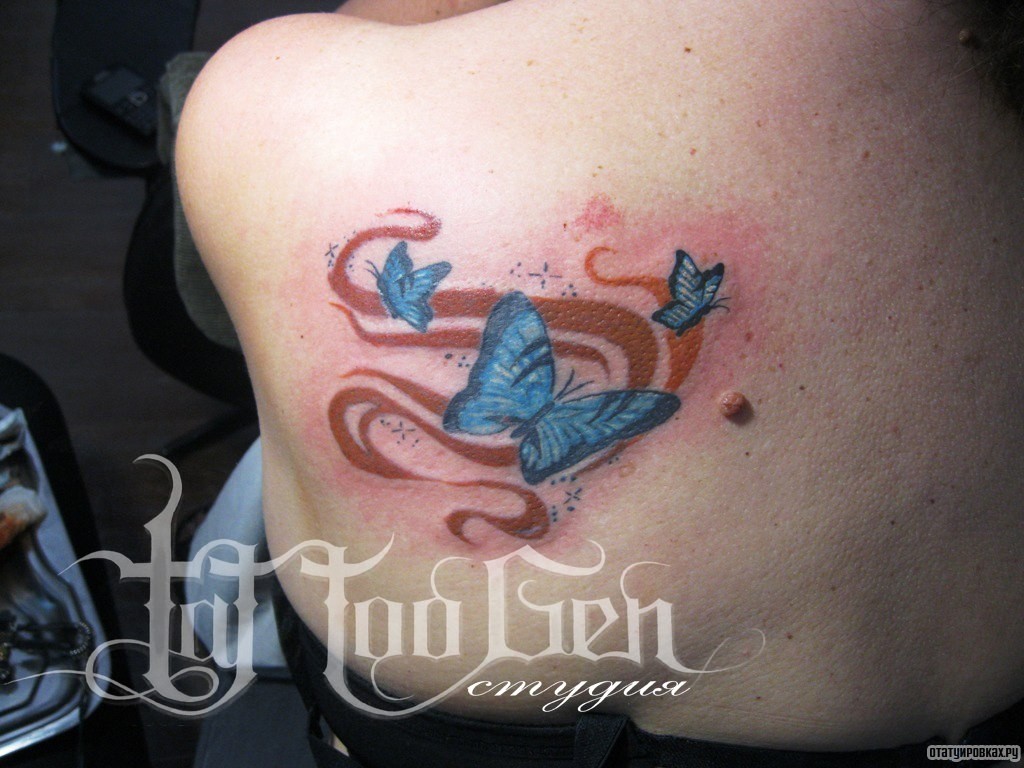 Фотография татуировки под названием «Три бабочки»