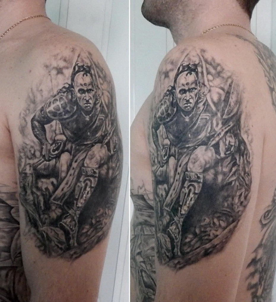 Фотография татуировки под названием «Воин.Ацтек.»