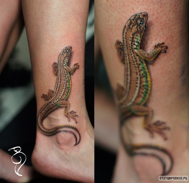 Фотография татуировки под названием «Ящерица»