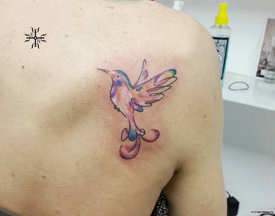 Фотография татуировки под названием «Колибри»