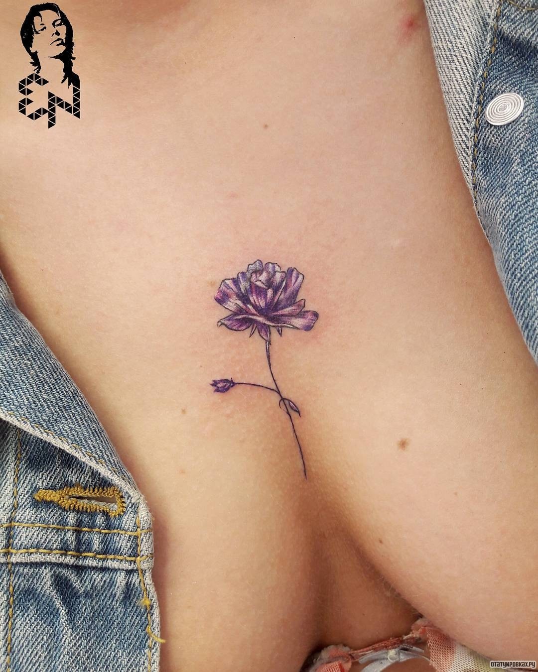 Фотография татуировки под названием «Цветок сиреневый»