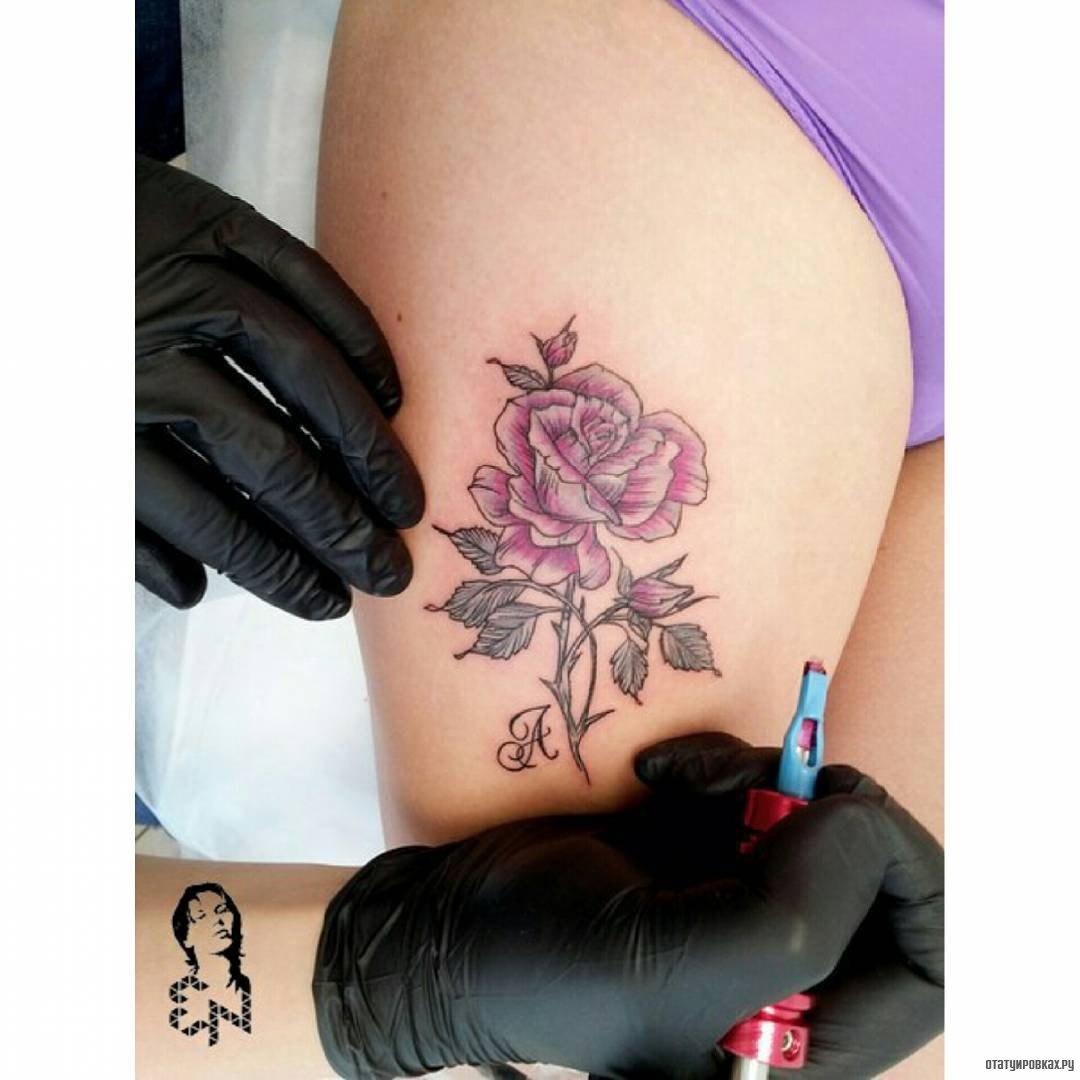 Фотография татуировки под названием «Роза нежная»