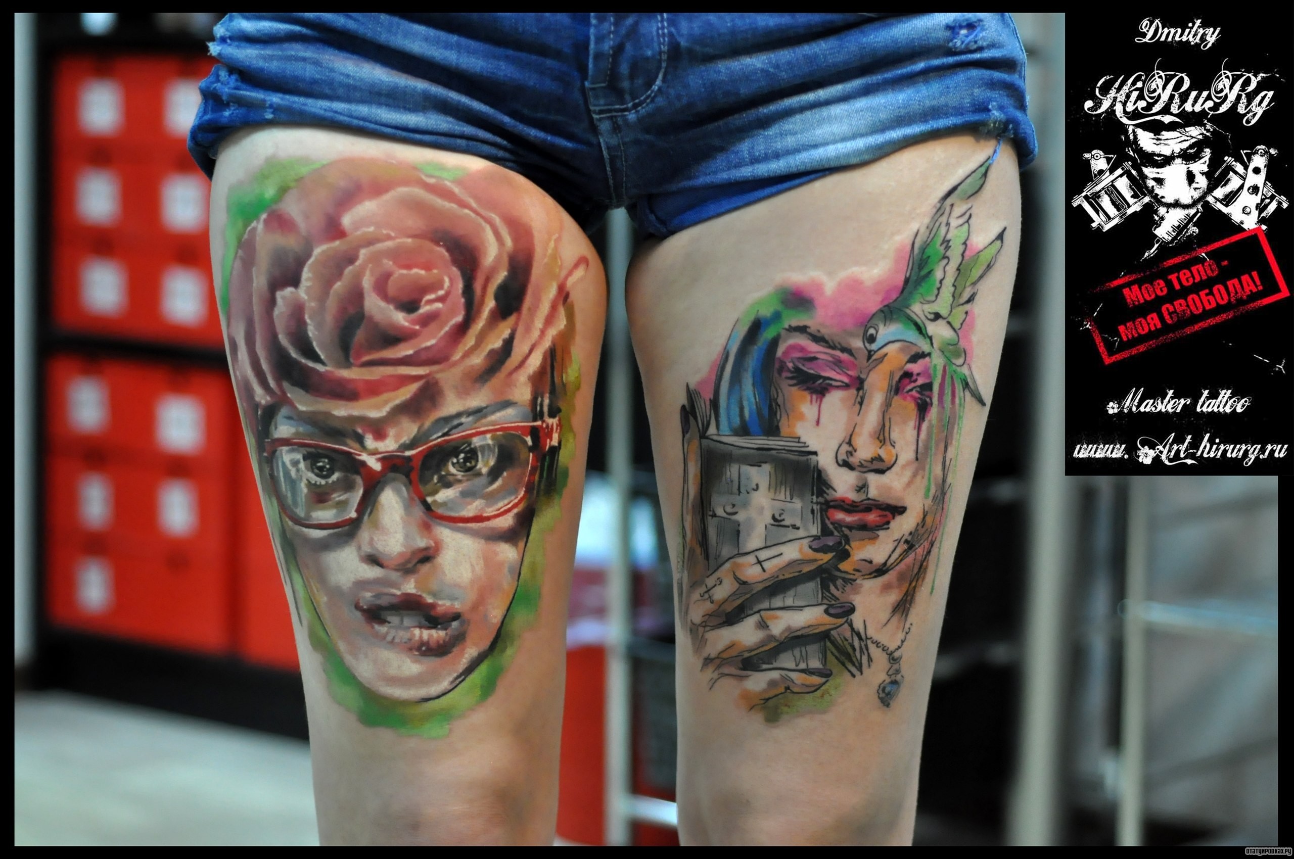 Фотография татуировки под названием «Лица девушек портрет»