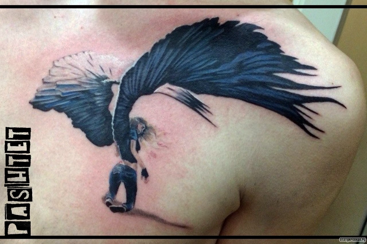 Фотография татуировки под названием «Девушка с крыльями»