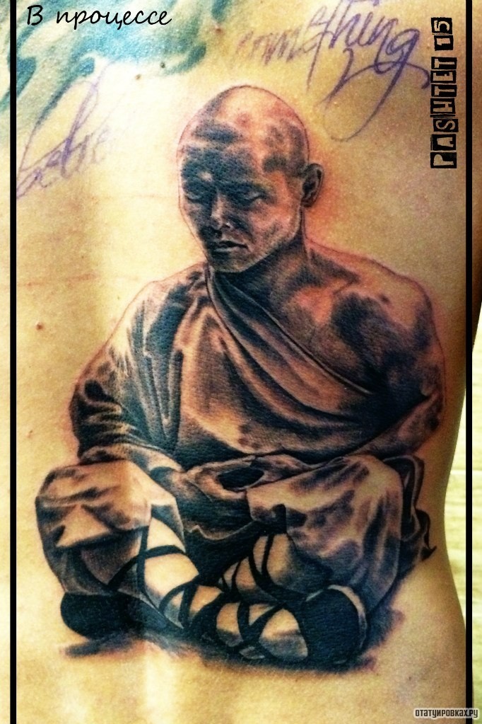 Фотография татуировки под названием «Монах буддист»