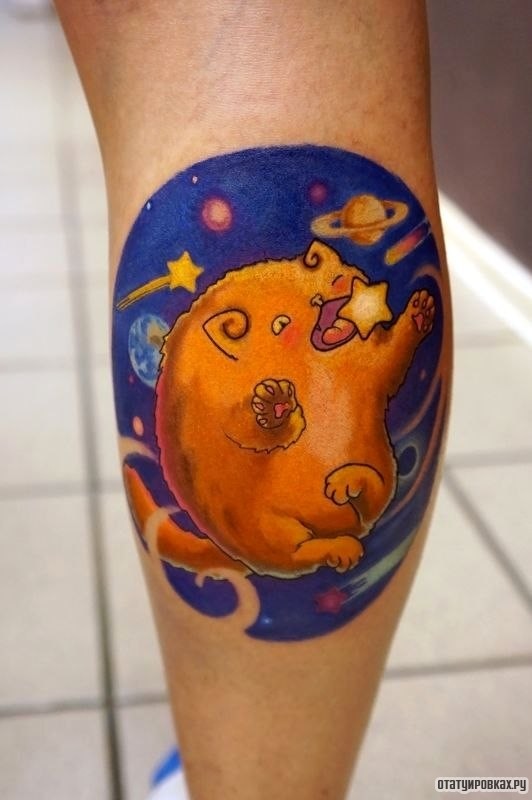 Фотография татуировки под названием «Мультяшный кот»