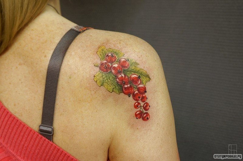 Фотография татуировки под названием «Ветка красной смородины»