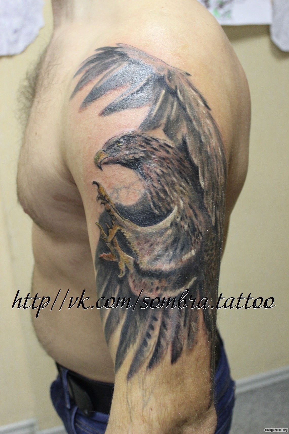 Фотография татуировки под названием «Орел с крыльями»