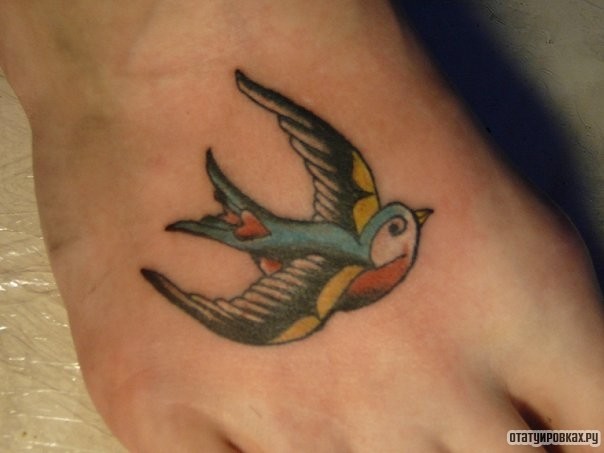 Фотография татуировки под названием «Ласточка»