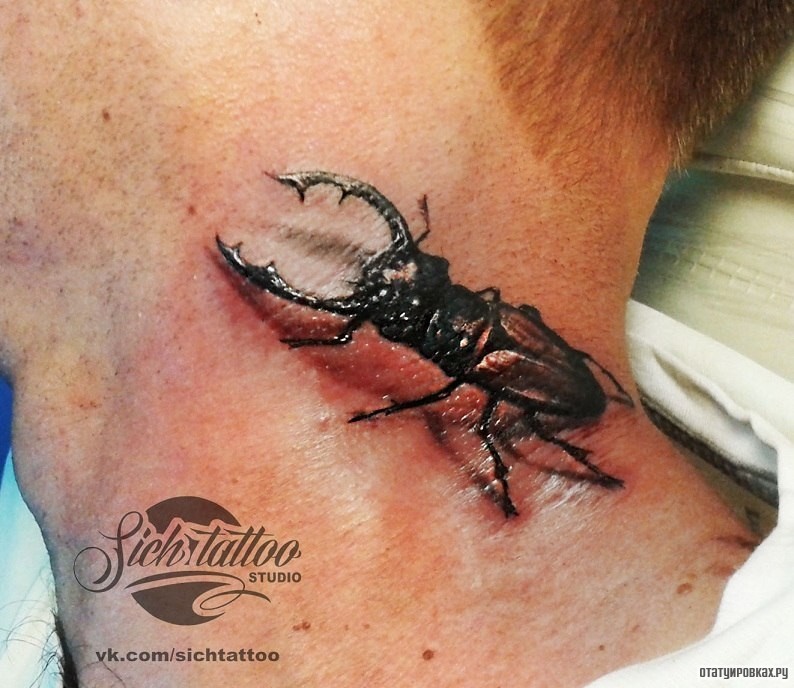 Фотография татуировки под названием «Жук олень»