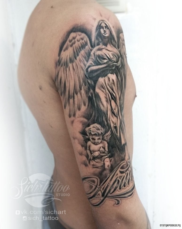 Фотография татуировки под названием «Ангелы»