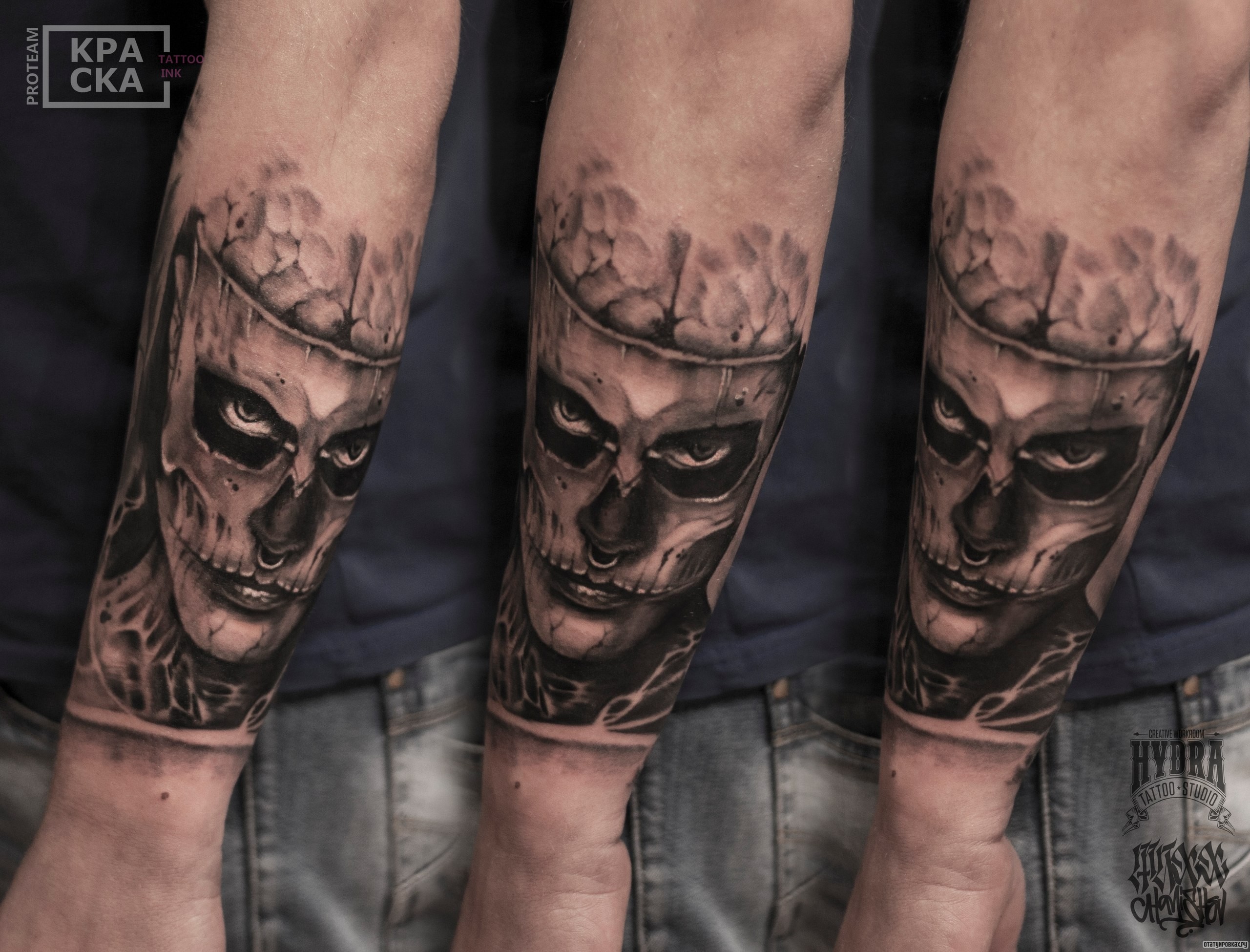 Фотография татуировки под названием «Маска человек-татуировка»
