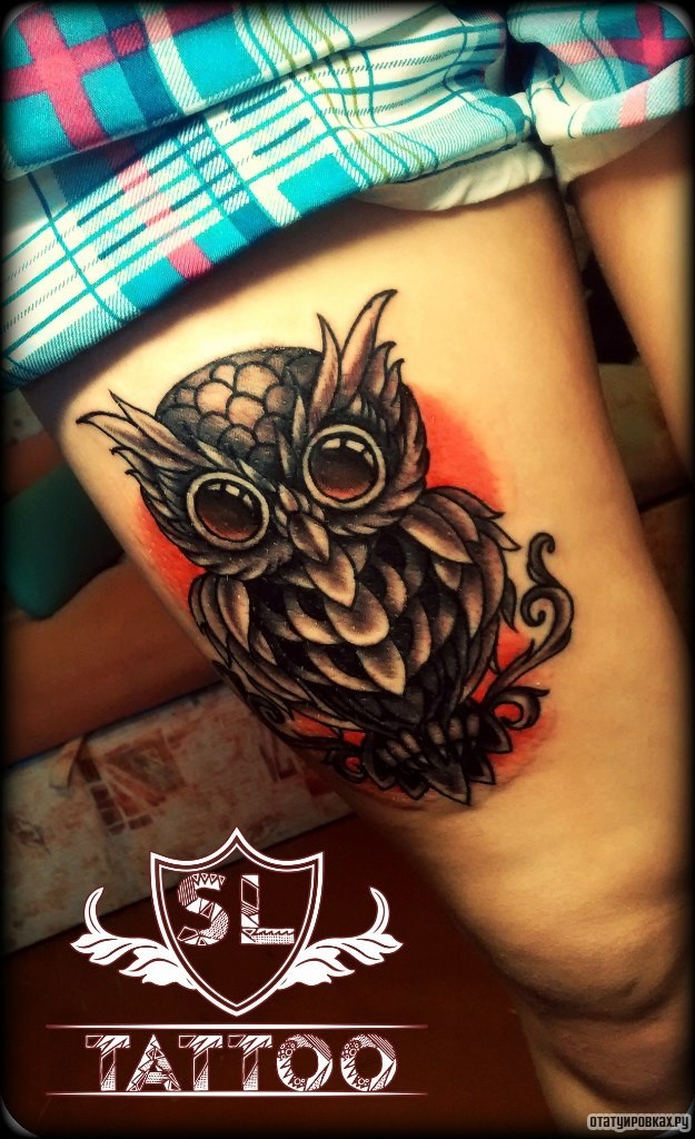 Фотография татуировки под названием «Сова»