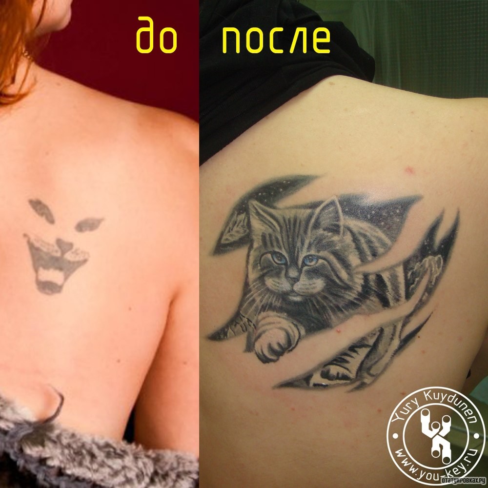Фотография татуировки под названием «Кот каверап»