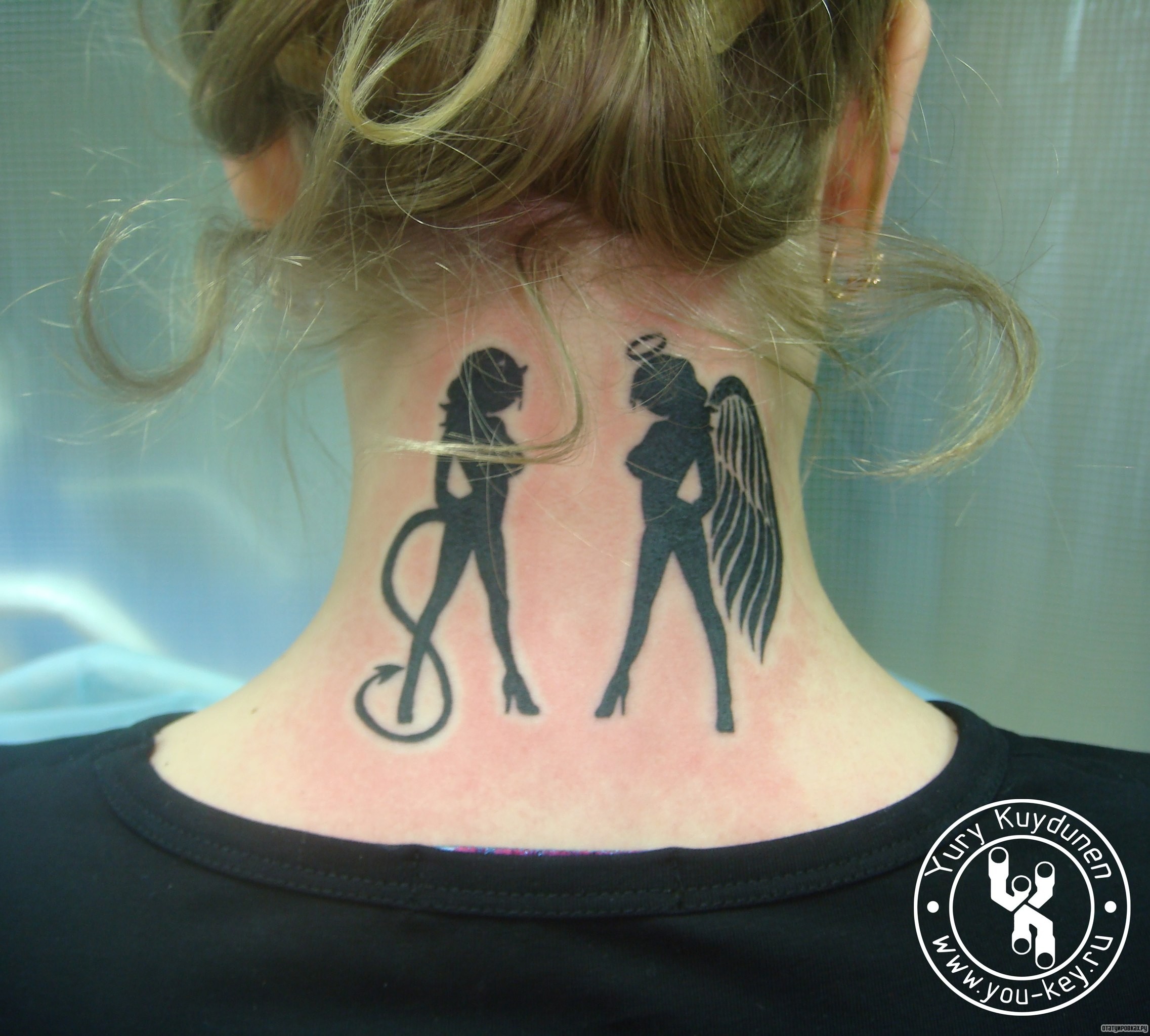 Фотография татуировки под названием «Ангел и демон девушки»