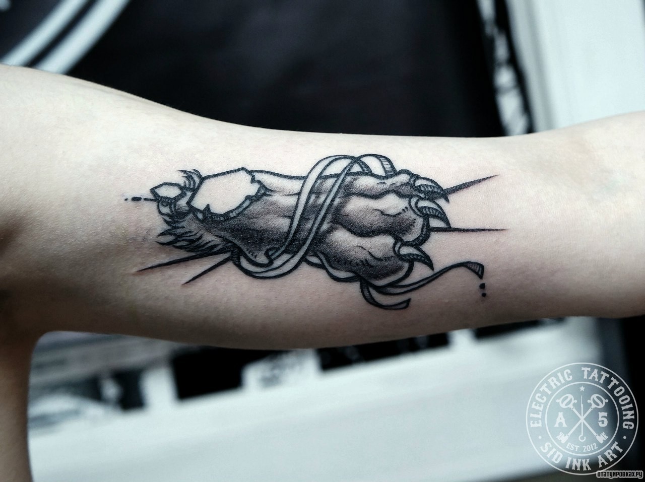 Фотография татуировки под названием «Лапа с коглями»