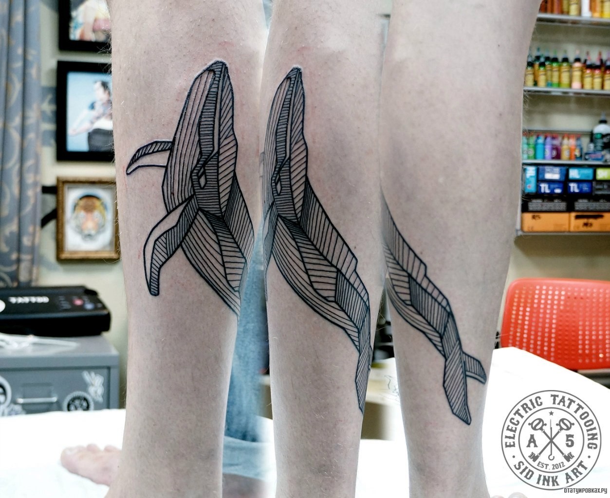 Фотография татуировки под названием «Кит лайнворк»