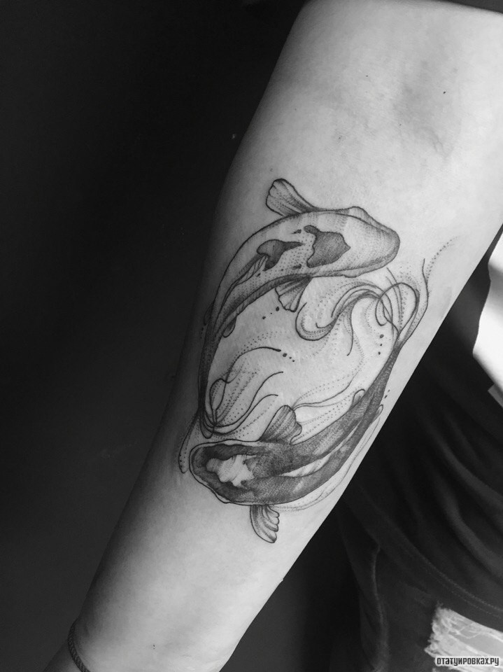 Фотография татуировки под названием «Две рыбы инь янь»