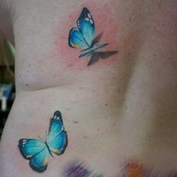 Тату две синих бабочки