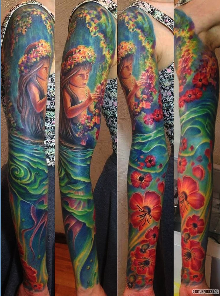 Фотография татуировки под названием «Девочка с цветами»