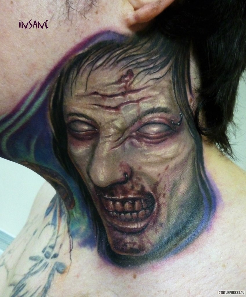 Фотография татуировки под названием «Ужасное лицо»