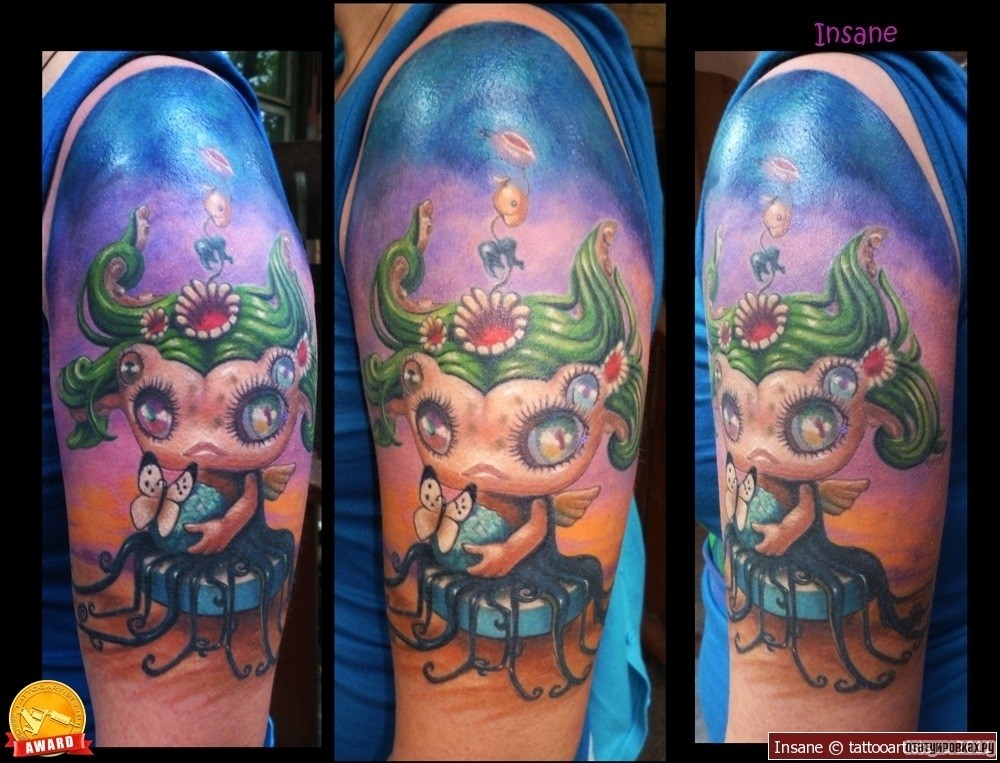 Фотография татуировки под названием «Девочка с зелеными волосами»