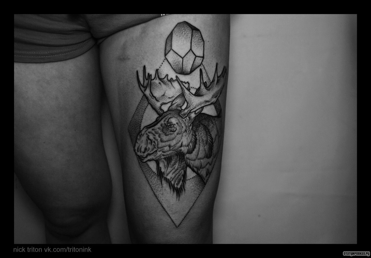 Фотография татуировки под названием «Олень с узорами»