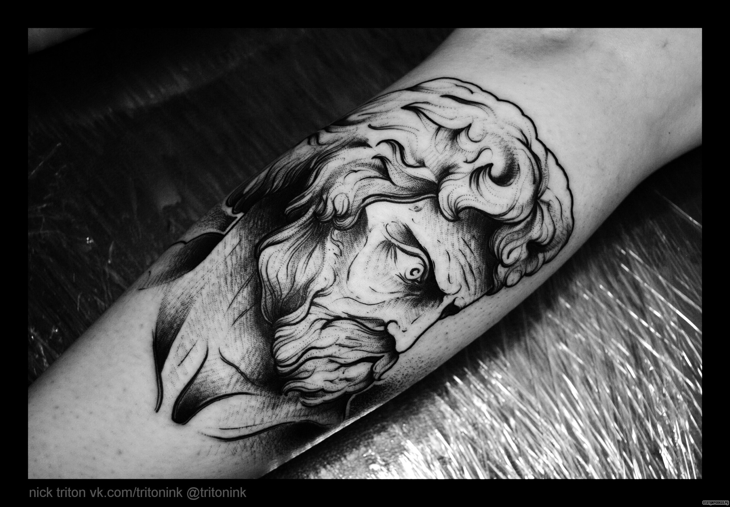 Фотография татуировки под названием «Голова человека»