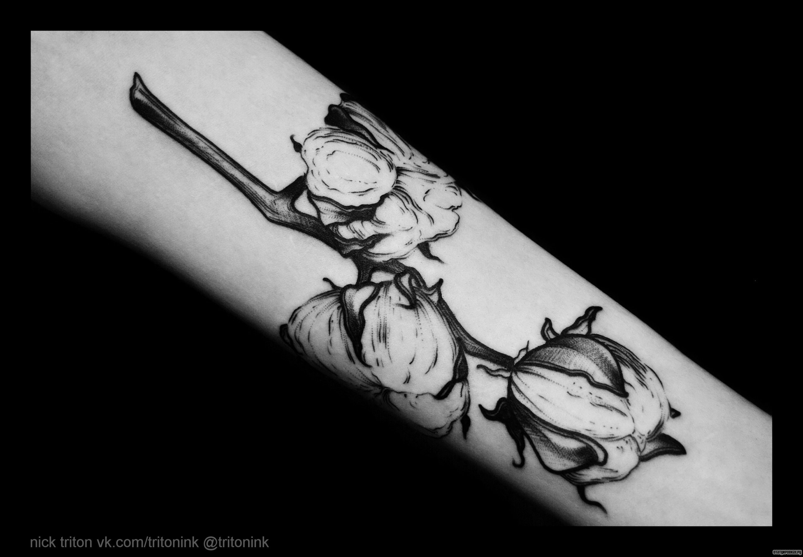 Фотография татуировки под названием «Ветка цветов»