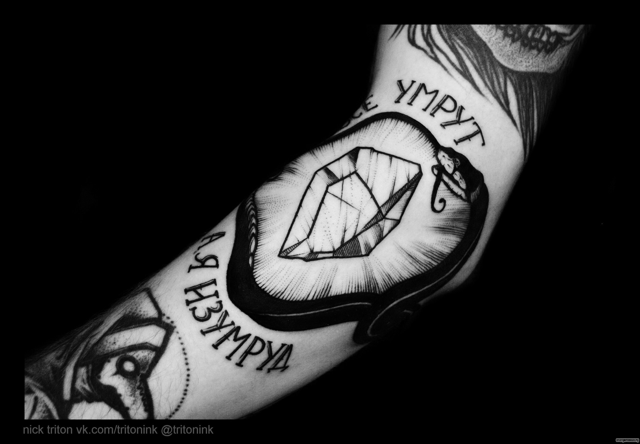 Фотография татуировки под названием «Алмаз и змея уроборос»