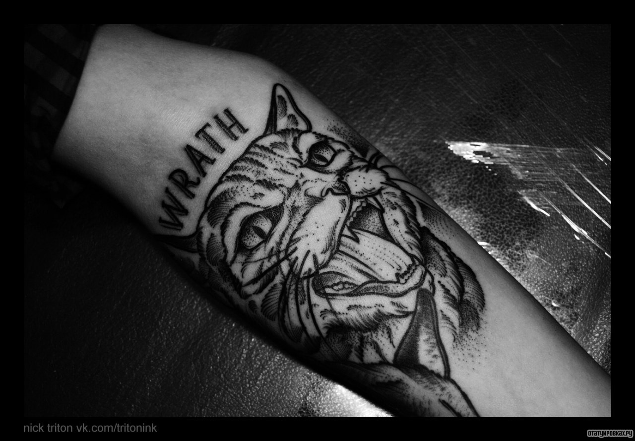Фотография татуировки под названием «Кот»