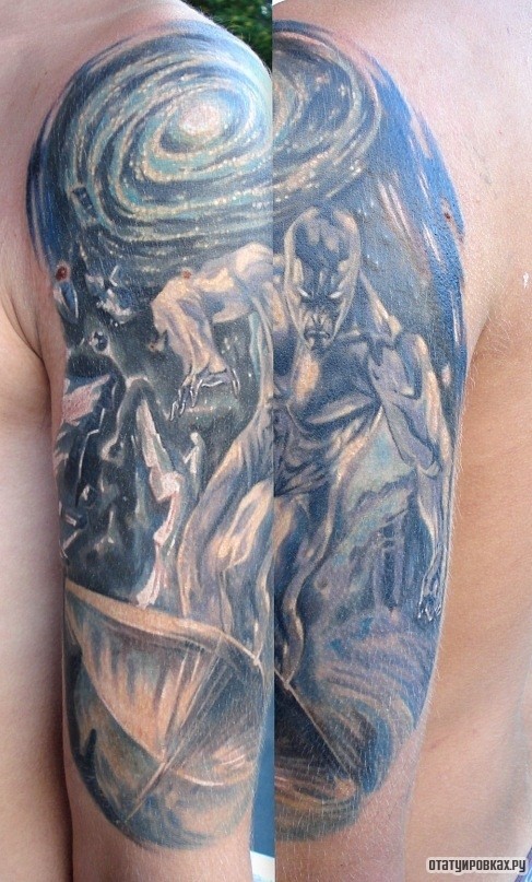 Фотография татуировки под названием «Демон на фоне млечного пути»