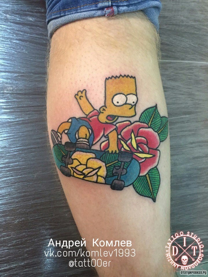 Фотография татуировки под названием «Симпсон, гомер на скейте»