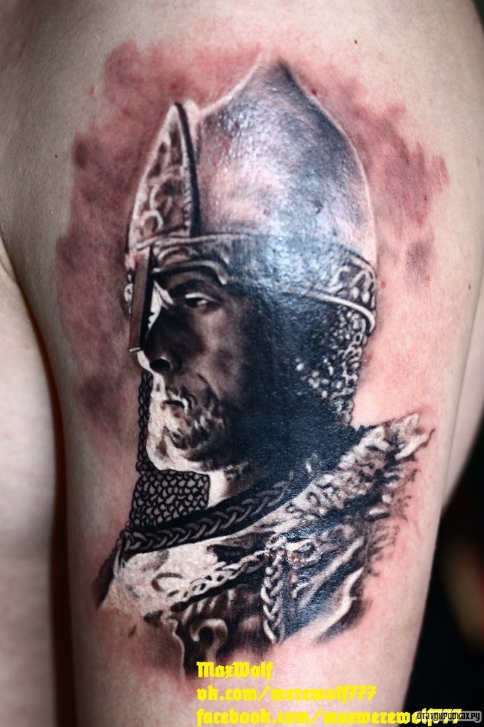 Фотография татуировки под названием «Воин русский»
