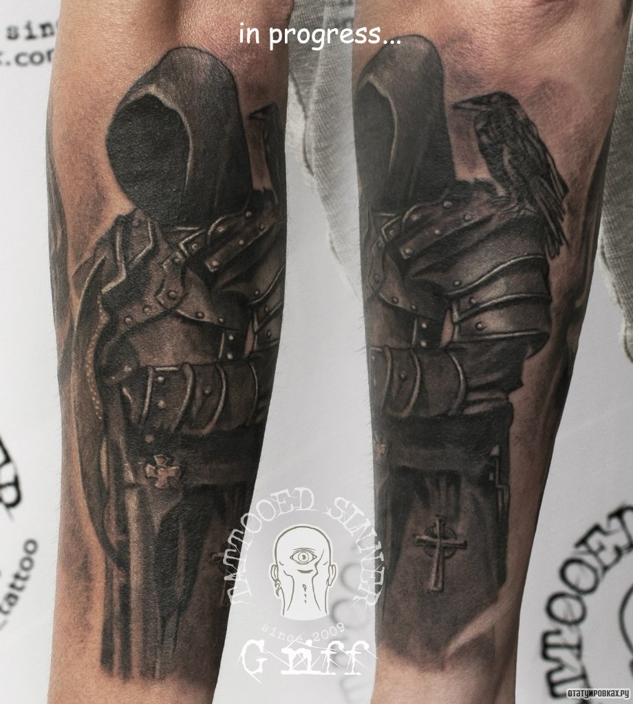 Фотография татуировки под названием «Воин с доспехах»