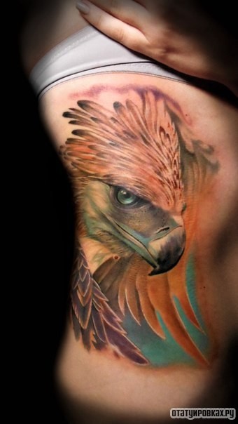 Фотография татуировки под названием «Орел с перьями»