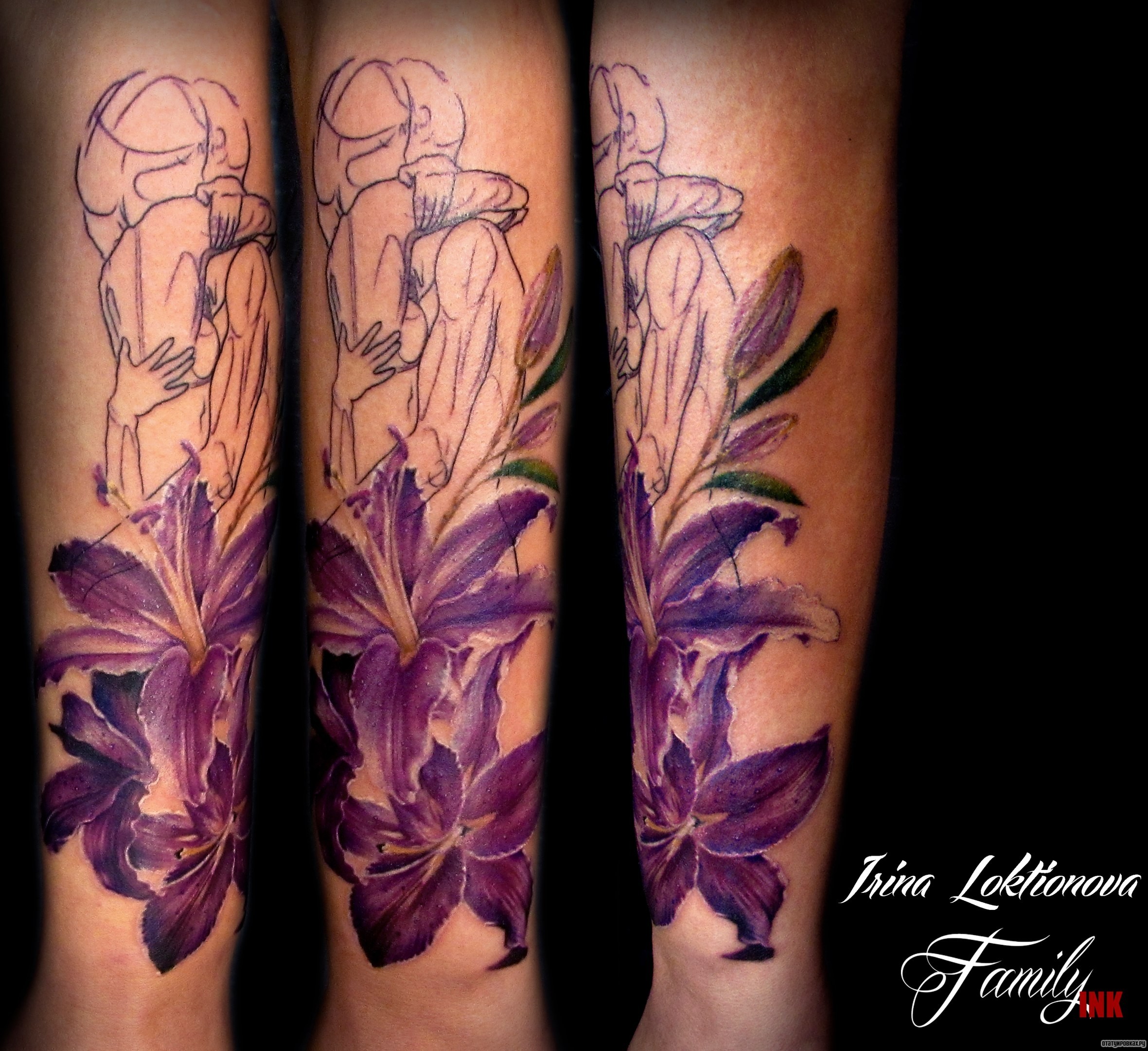 Фотография татуировки под названием «Сиреневые лилии»