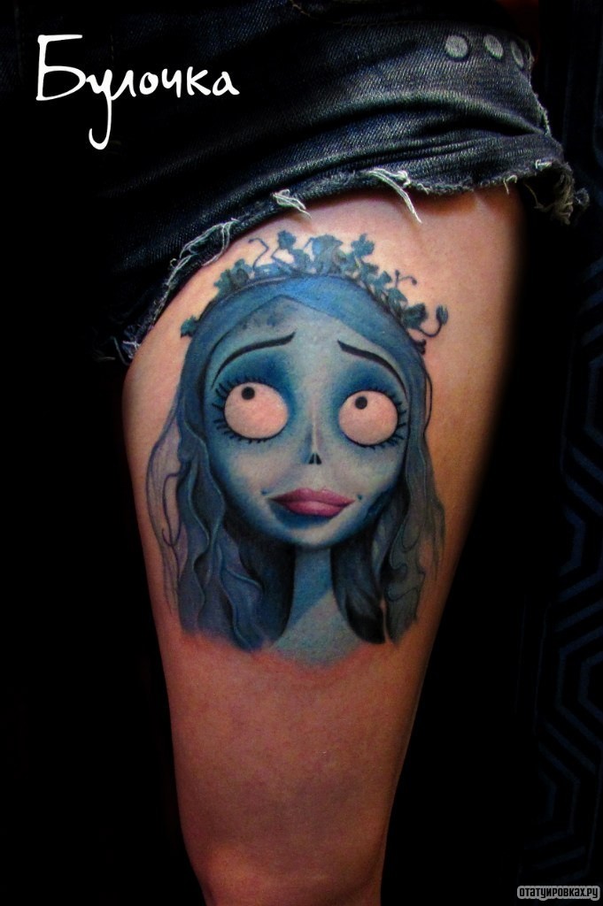 Фотография татуировки под названием «Синяя девочка мультяшный герой»