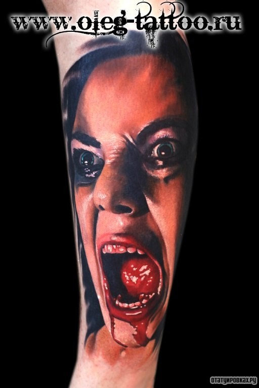 Фотография татуировки под названием «Так выглядит ужас на лице»