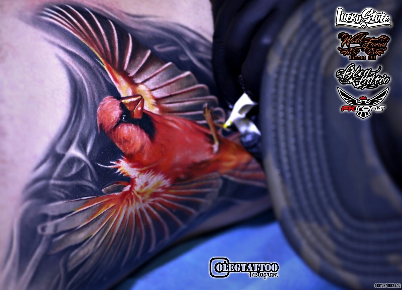 Фотография татуировки под названием «Колибри в полете»