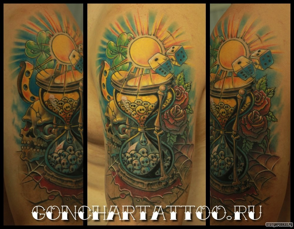 Фотография татуировки под названием «Песочные часы, тату удачи»