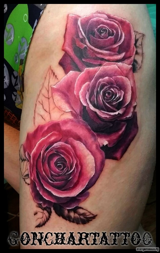 Фотография татуировки под названием «Три розы»