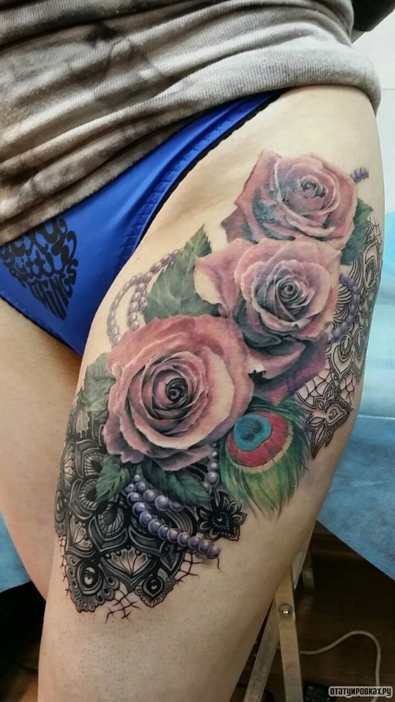 Фотография татуировки под названием «Розы и украшения, узоры барокко»
